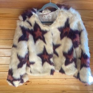 NWOT Band of Gypsies Star Faux Fur Rockstar Jacket